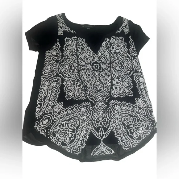 INC International Concepts Black and White Paisley Blouse - Picture 1 of 2